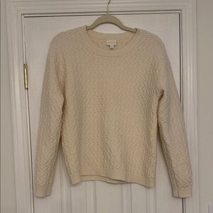 Cyrus Cream Textured Crew Neck Sweater